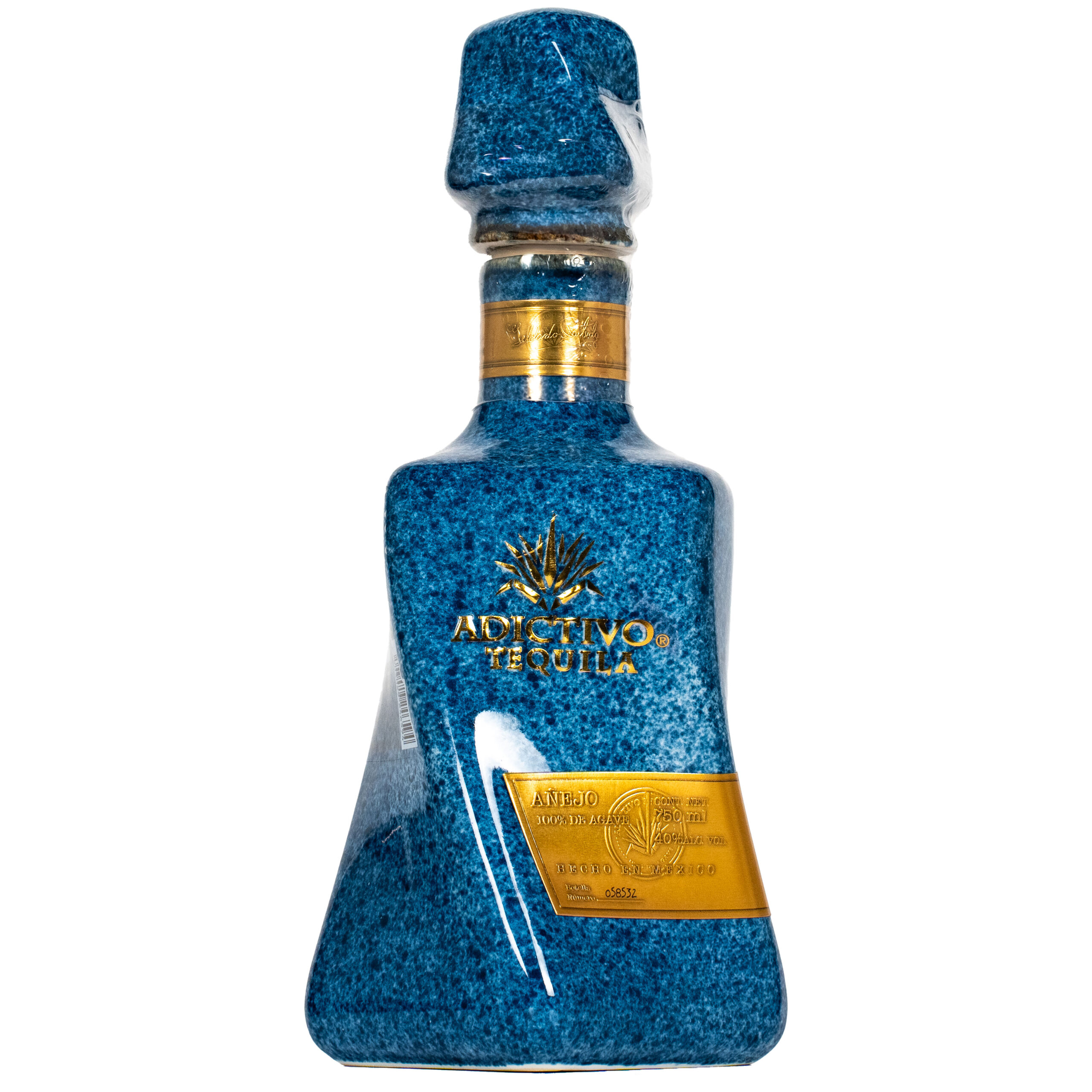 Adictivo Añejo Blue Cerámica Tequila 750ml ceramic bottle