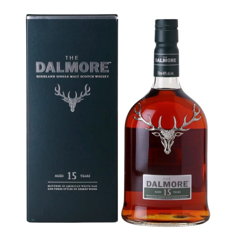 The Dalmore 15 Year Old Highland Single Malt Scotch Whisky 750ml bottle with presentation box