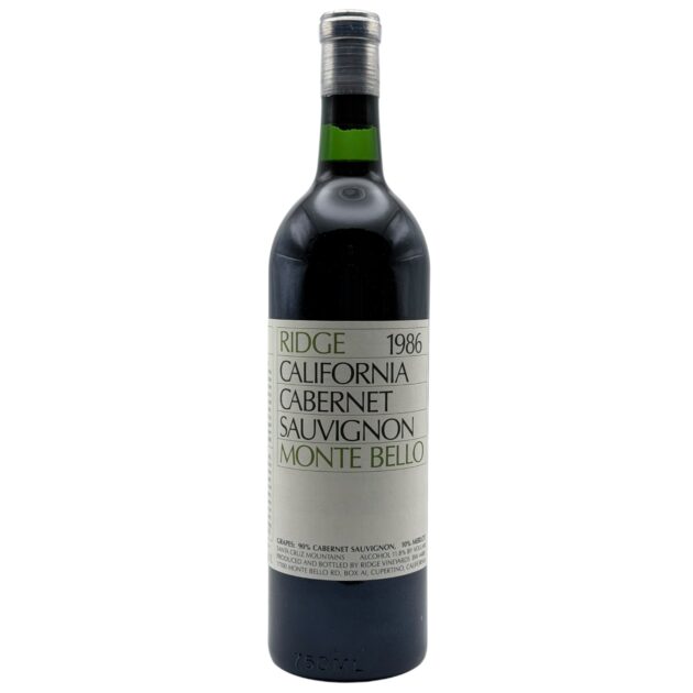 1986 Ridge Vineyards Monte Bello Cabernet Sauvignon Santa Cruz Mountains 750ml bottle