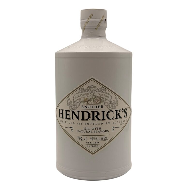Another Hendrick’s gin with natural flavors orange blossom cacao beans 750ml white bottle