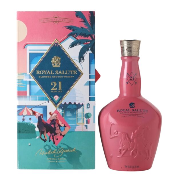 Royal Salute 21 Year Old The Miami Polo Edition Blended Scotch Whisky 700ml pink ceramic bottle with gift box