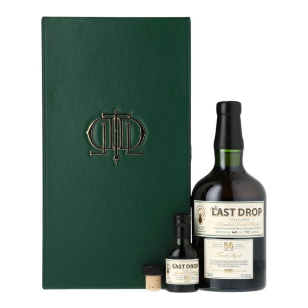 The Last Drop 56 Year Old Blended Scotch Whisky 750ml bottle with green presentation case and miniature bottle