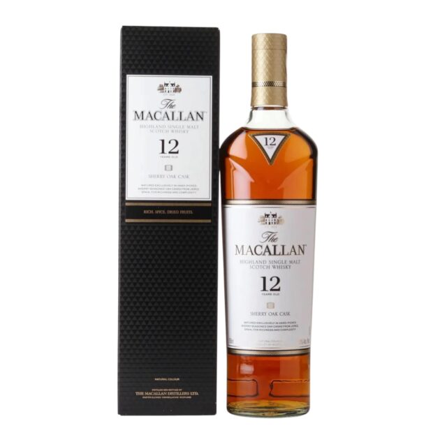 The Macallan 12 Year Old Sherry Oak Cask Highland Single Malt Scotch Whisky 750ml bottle with gift box