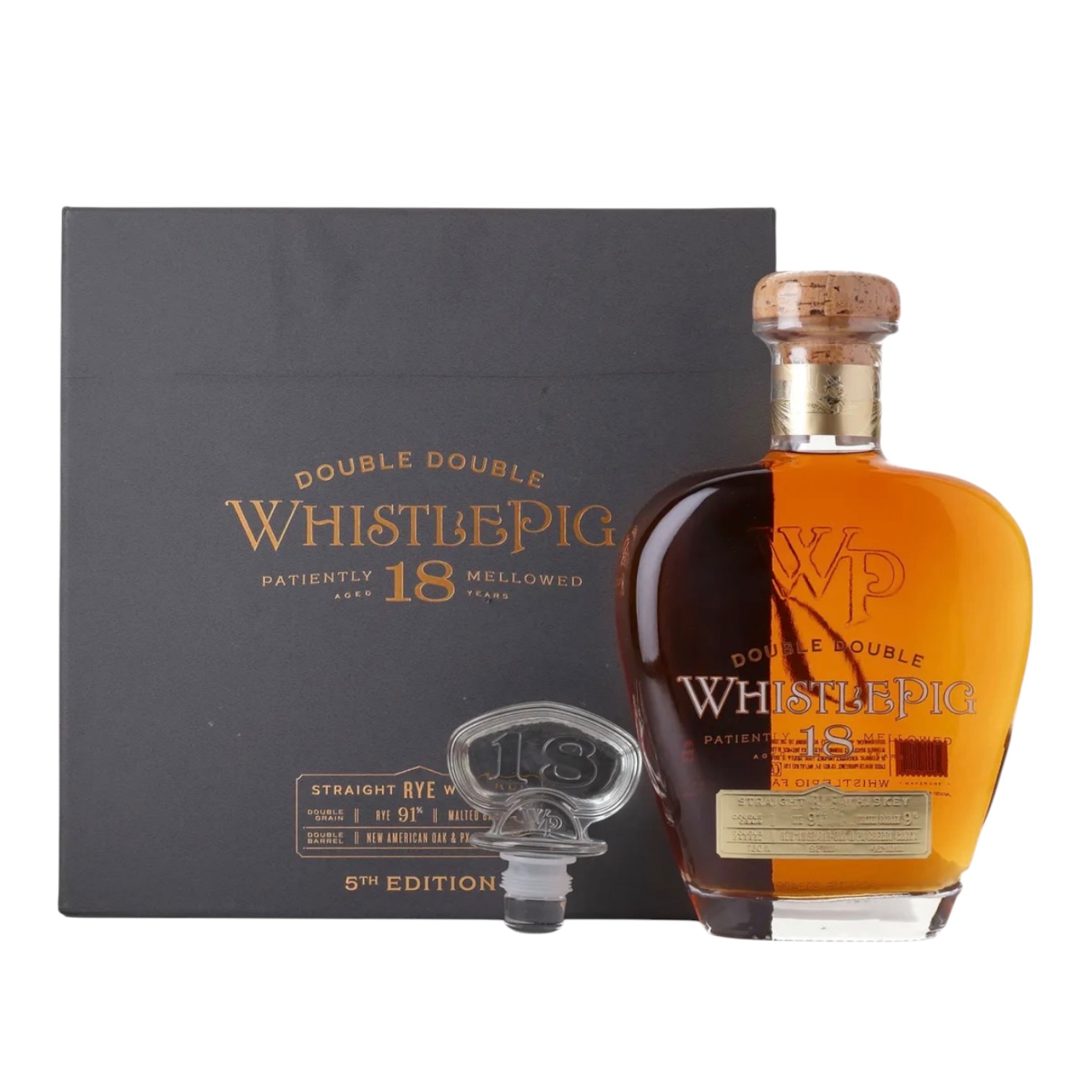 WhistlePig Double Double 18 Year Old 5th Edition Straight Rye Whiskey 750ml bottle with gift box