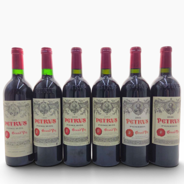 petrus wine 6 veritcal collection bottles
