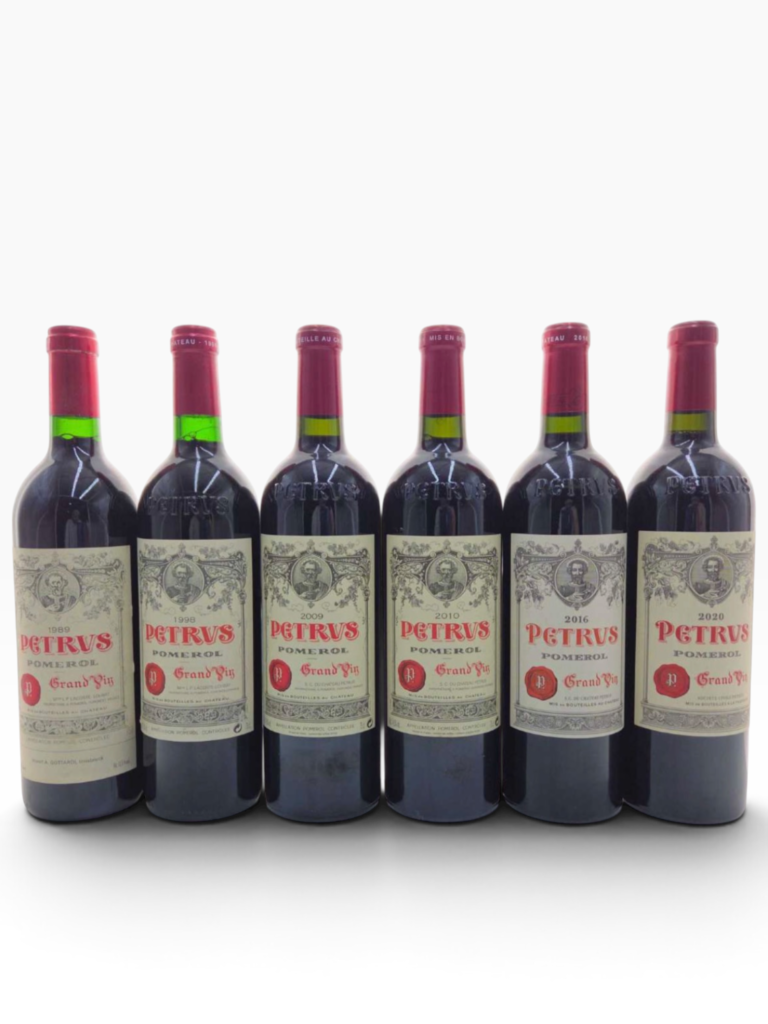 petrus wine 6 veritcal collection bottles