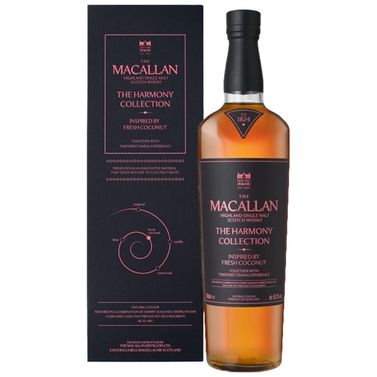 The Macallan Harmony Collection Inspired by Fresh Coconut 750ml bottle and packaging